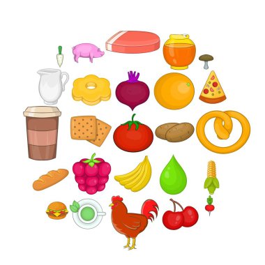 Taze gıda Icons set, karikatür tarzı
