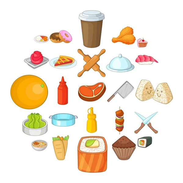 Conjunto de iconos de ingredientes, estilo de dibujos animados — Vector de stock