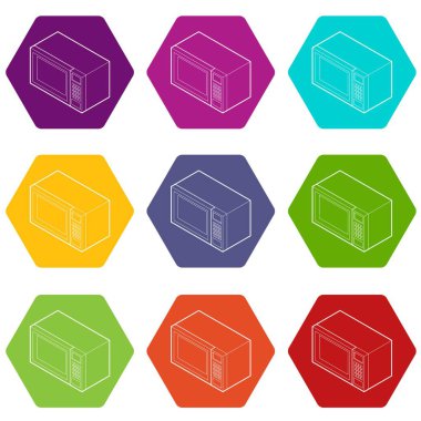 9 vektör mikrodalga Icons set