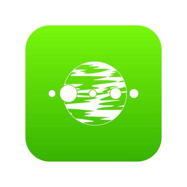 Gezegen ve uyduları simgesi dijital yeşil