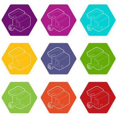9 vektör elektrik et kıyma makinesi Icons set