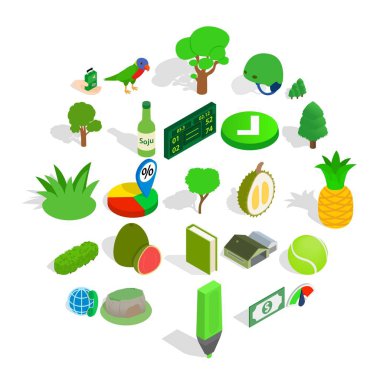 Ağaçlar Icons set, izometrik stili