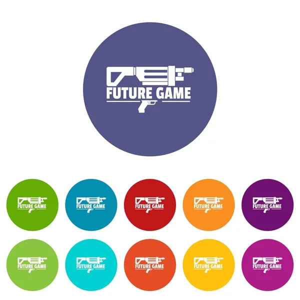 Μελλοντικό παιχνίδι εικονίδια Ορίστε χρώμα διάνυσμα — Διανυσματικό Αρχείο