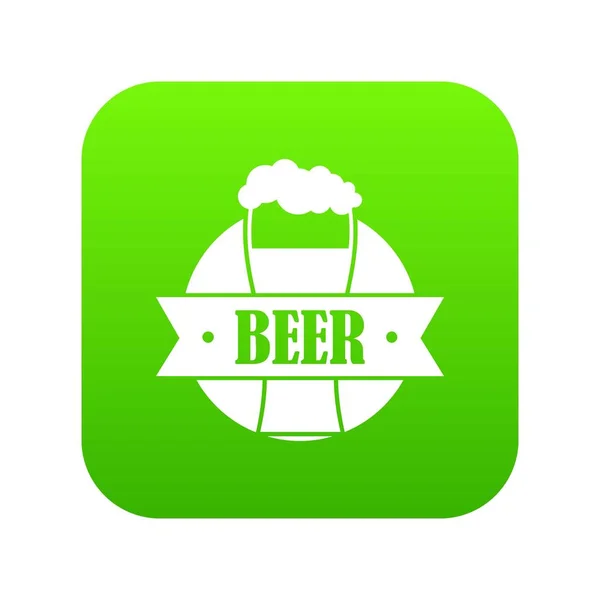 Sklo pivní ikonu zelené vektor — Stockový vektor