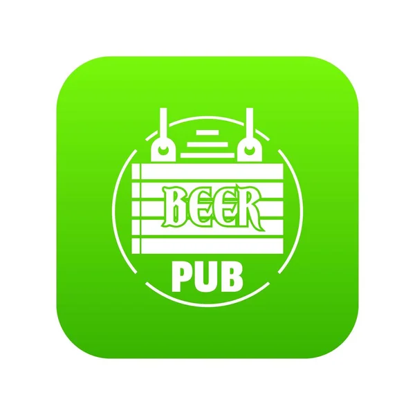 Dřevěné desce pivní hospoda ikonu zelené vektor — Stockový vektor