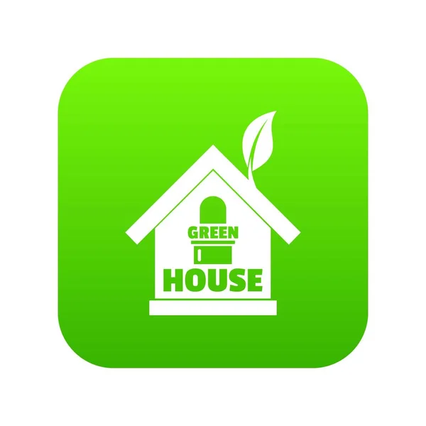 Green house icon green vector — Stock Vector