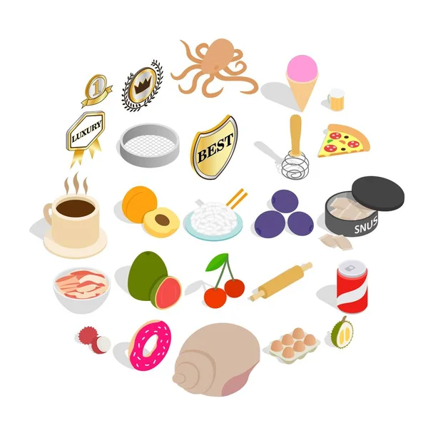 Grocery shopping icons set, isometric style — Stock Vector