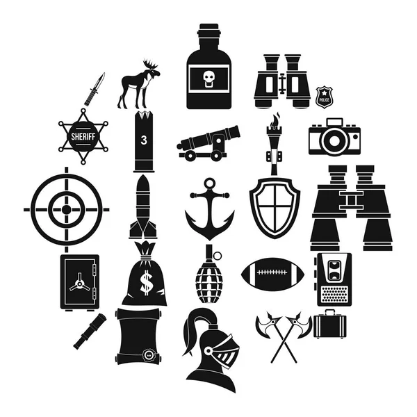Guns icons set, simple style — Stock Vector