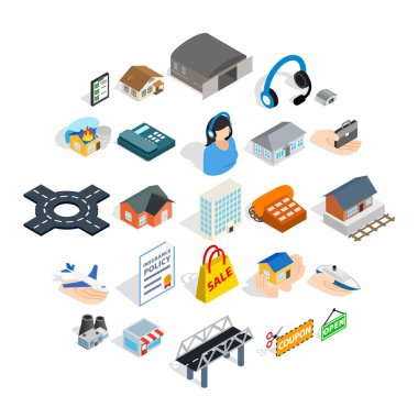 Hangar Icons set, izometrik stili