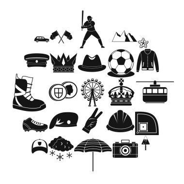 Şapka Icons set, basit tarzı