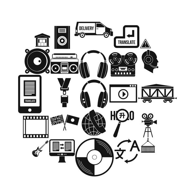 Conjunto de iconos de auriculares, estilo simple — Archivo Imágenes Vectoriales