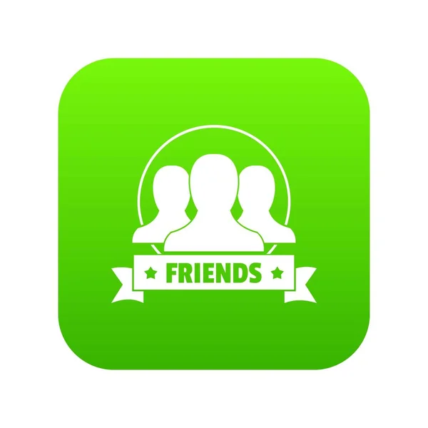 Friends icon green vector — Stock Vector