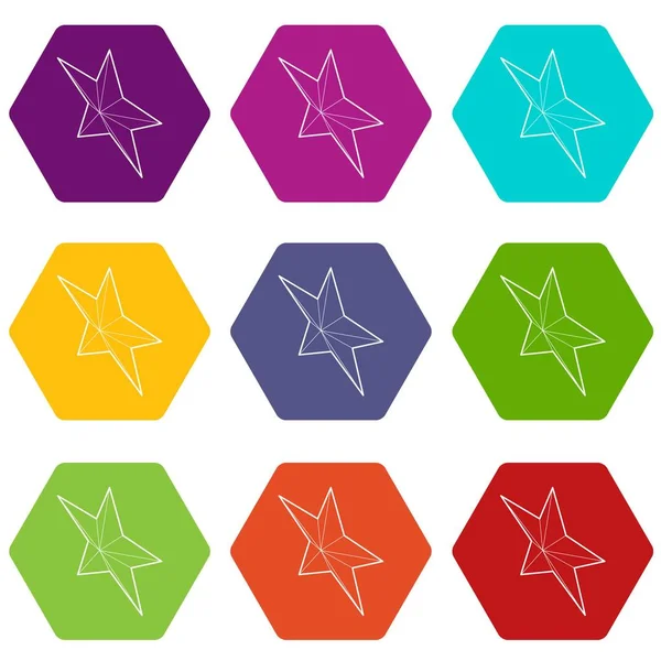 Fem pekade stjärna ikoner anger 9 vektor — Stock vektor