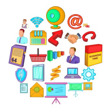 Strateji Icons set, karikatür tarzı