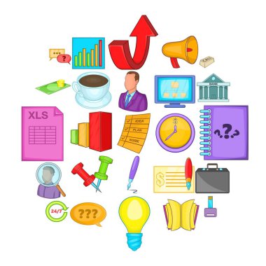 Stratejiydi Icons set, karikatür tarzı