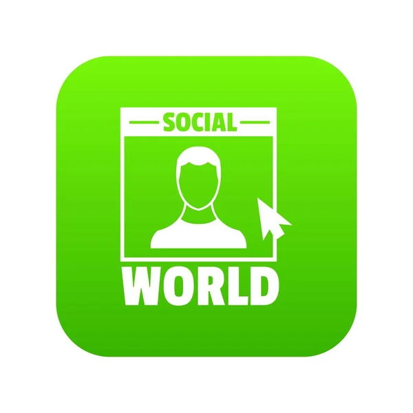 Icono mundo social vector verde — Archivo Imágenes Vectoriales