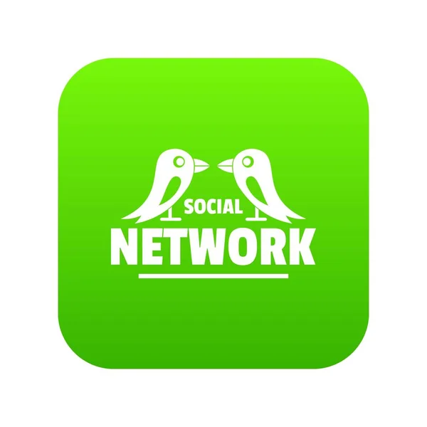 鳥ソーシャル ネットワーク緑のアイコン ベクトル — ストックベクタ