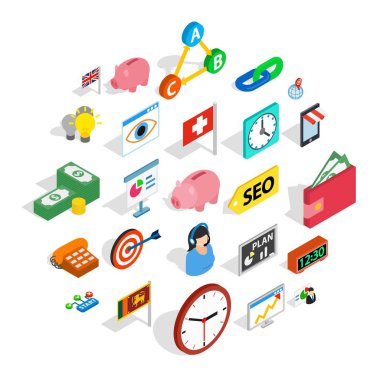 Tycoon Icons set, izometrik stili