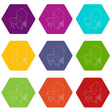 9 vektör slayt boru Icons set