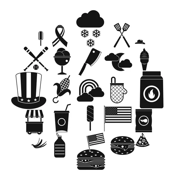Outdoor eatery icons set, simple style — Stock Vector