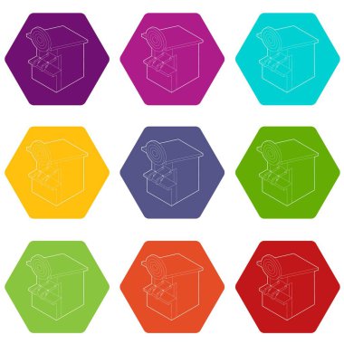 9 vektör atış poligonu Icons set