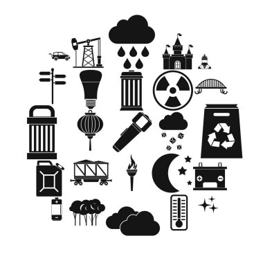 Sokak ışıkları Icons set, basit tarzı