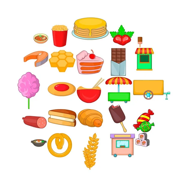 Street sweets icons set, cartoon style — Stock Vector