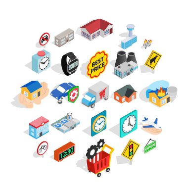 Yönetim Merkezi Icons set. İzometrik beyaz arka plan üzerinde izole web için 25 idari Merkezi vektör simge kümesi