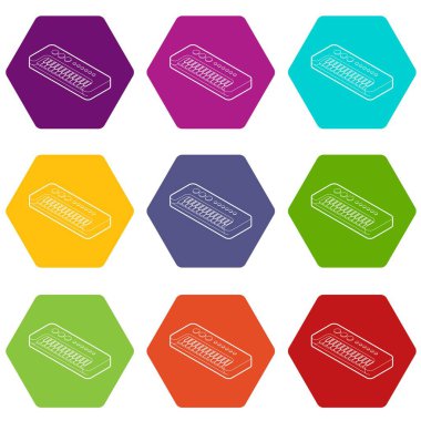 9 vektör oyuncak synthesizer Icons set