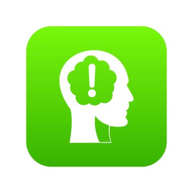 Ünlem işareti simgesi dijital yeşil içinde baş