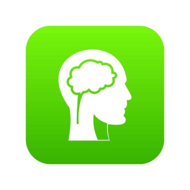 Beyin simgesi dijital yeşil ile baş