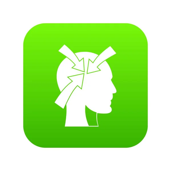 Cabeza con flechas icono digital verde — Vector de stock