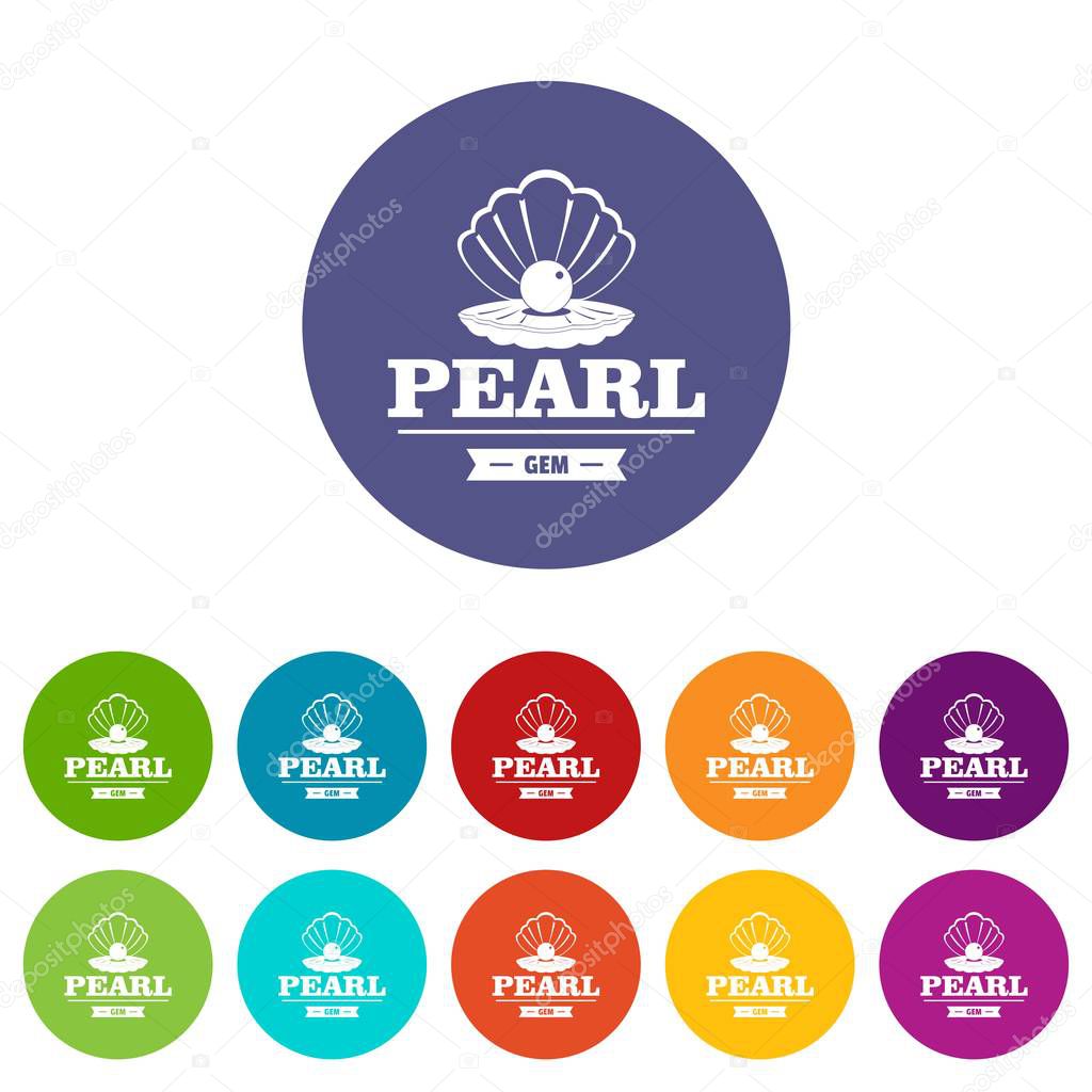 Pearl gem icons set vector color
