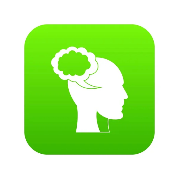 Burbuja del habla con la cabeza humana icono digital verde — Archivo Imágenes Vectoriales
