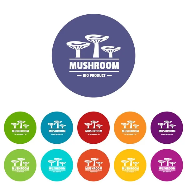 Mushroom bio organic icons set vector color — Stock Vector