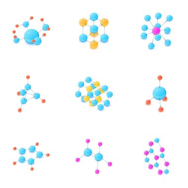 Kimyasal sıra Icons set, karikatür tarzı