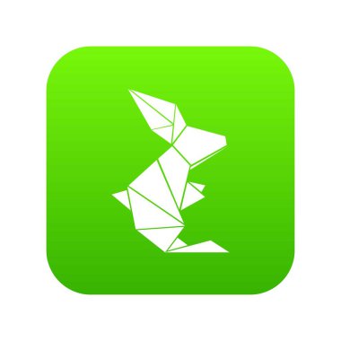 Origami tavşan yeşil simge vektör