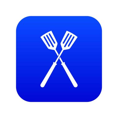 İki metal spatula simgesi dijital mavi