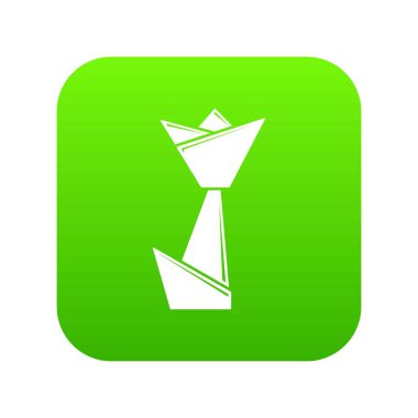 Origami lale yeşil simge vektör