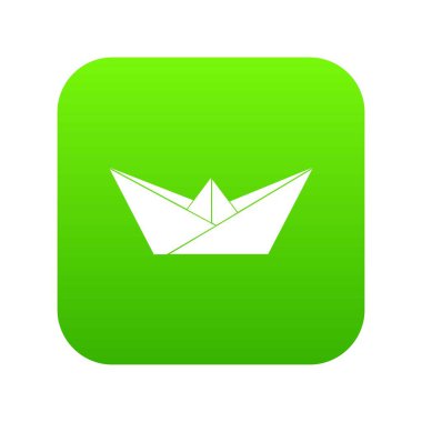 Origami Tekne yeşil simge vektör