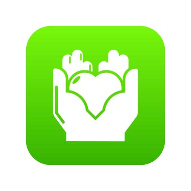 El kalp yeşil simge vektör