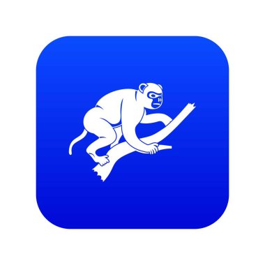 Bir ağaç simgesi dijital mavi maymun tırmanıyor