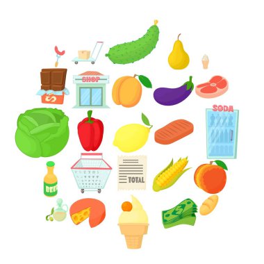 Sebze Icons set, karikatür tarzı büyümek