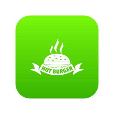 Sıcak burger yeşil simge vektör
