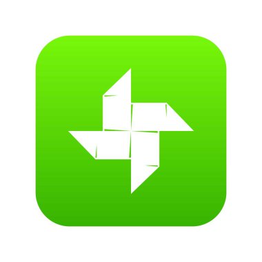 Origami shuriken yeşil simge vektör