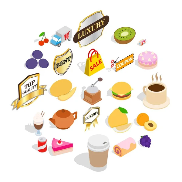 Conjunto de ícones de sorvete gostoso, estilo isométrico — Vetor de Stock