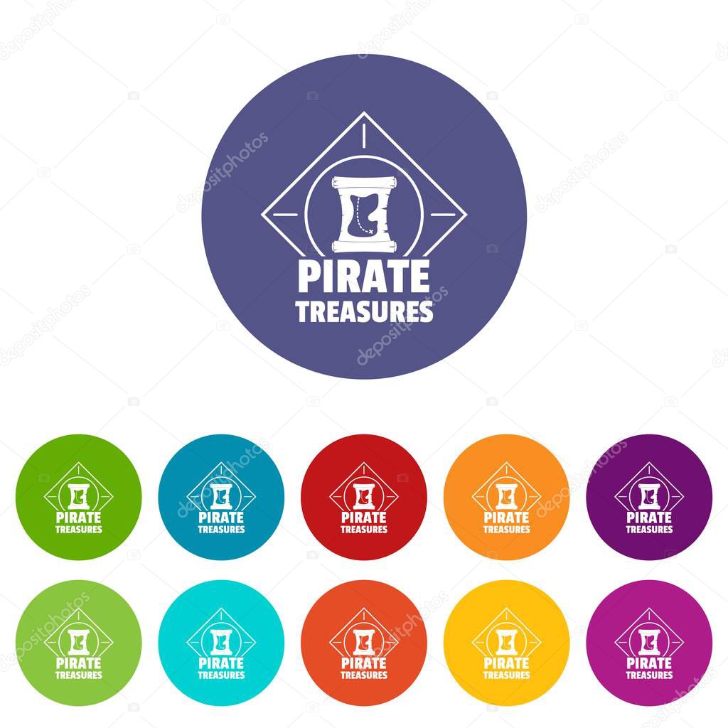Pirate icons color set vector for any web design on white background