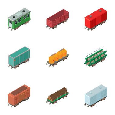 Metal duvar Icons set, izometrik stili