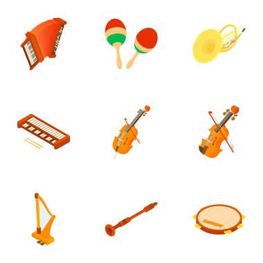 Klasik müzik Icons set, izometrik stili