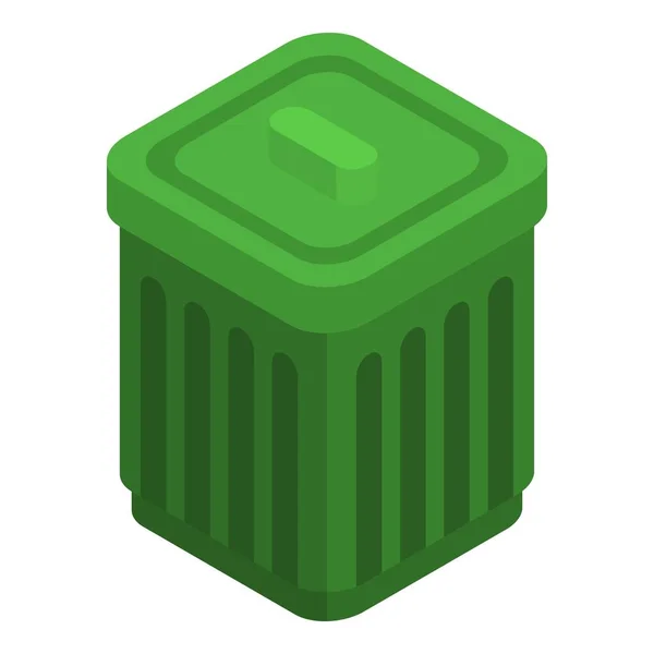 Icône poubelle verte, style isométrique — Image vectorielle